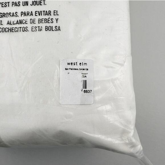 West Elm 400 Thread Count Sateen Sheet Set Queen White Cotton Wide Hem NWT - Picture 9 of 9